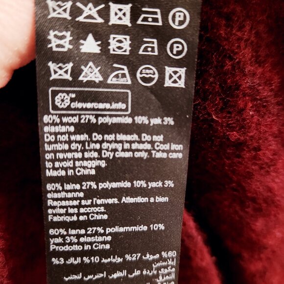 All Saints Women's Roll Lock Cozy Wool Maroon Sweater Small - Picture 7 of 7